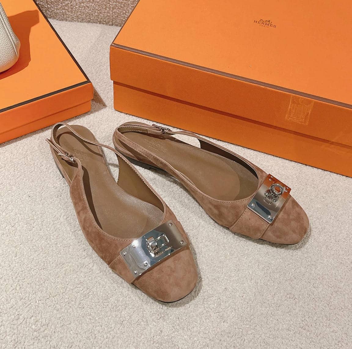 Hermes Kelly buckle slingback ballet flats-7
